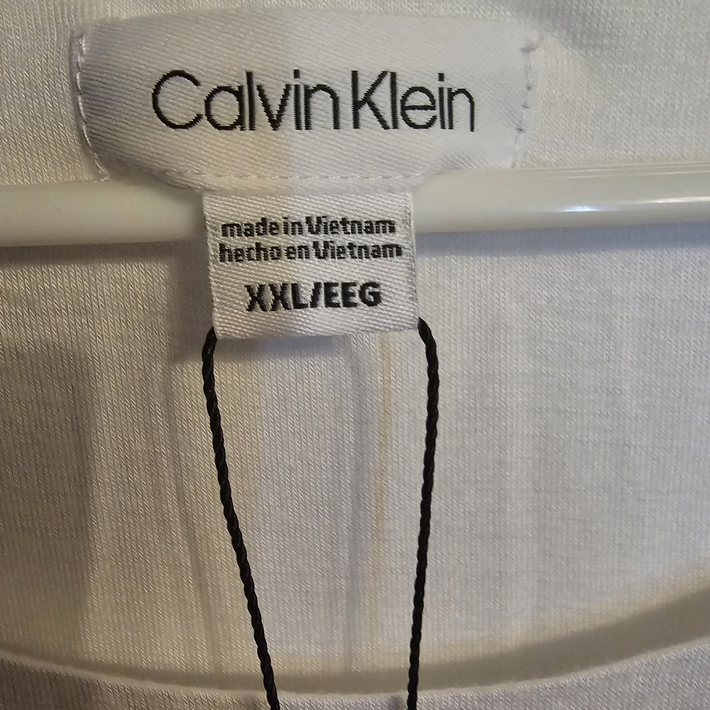 Calvin Klein White Ribbed Short Sleeve Blouse - Picture 3 of 4
